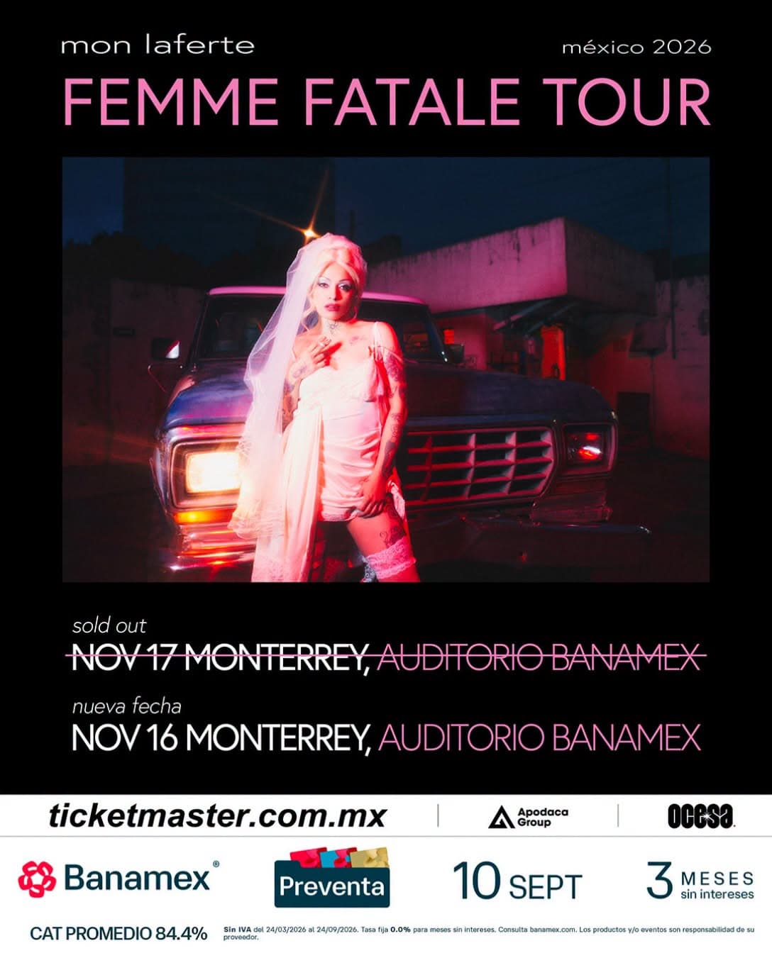 Concierto Mon Laferte en Monterrey — 16 de noviembre, 2026