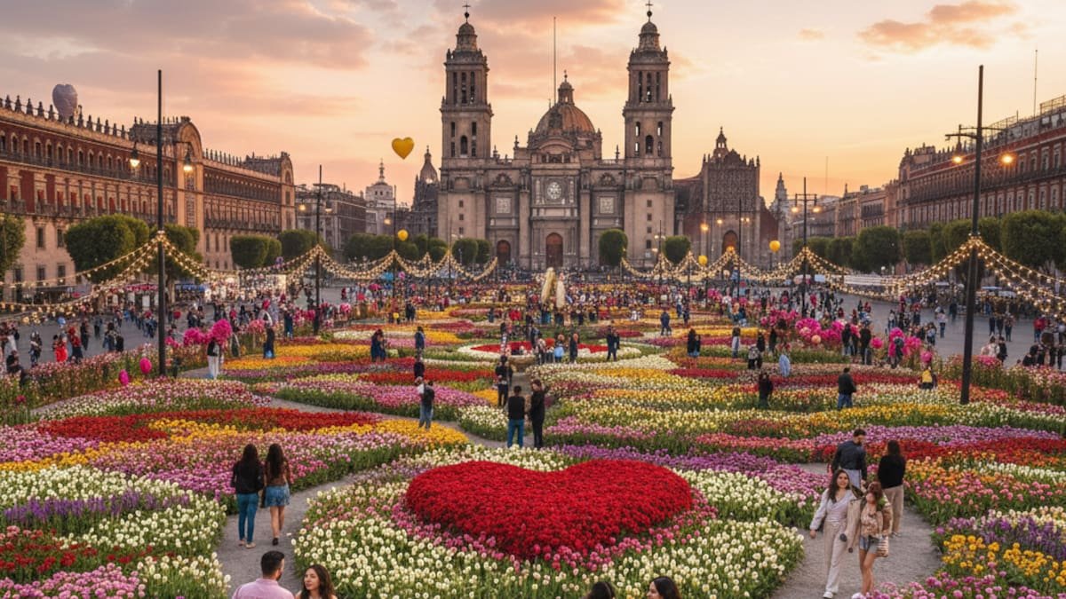 Descubre las sorpresas del Jardín del Buen Amor en el Zócalo de la CDMX con flores, cine y actividades nocturnas.