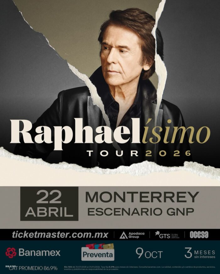 Concierto Raphael promete una velada mágica que trascenderá generaciones en Escenario GNP Seguros en Monterrey